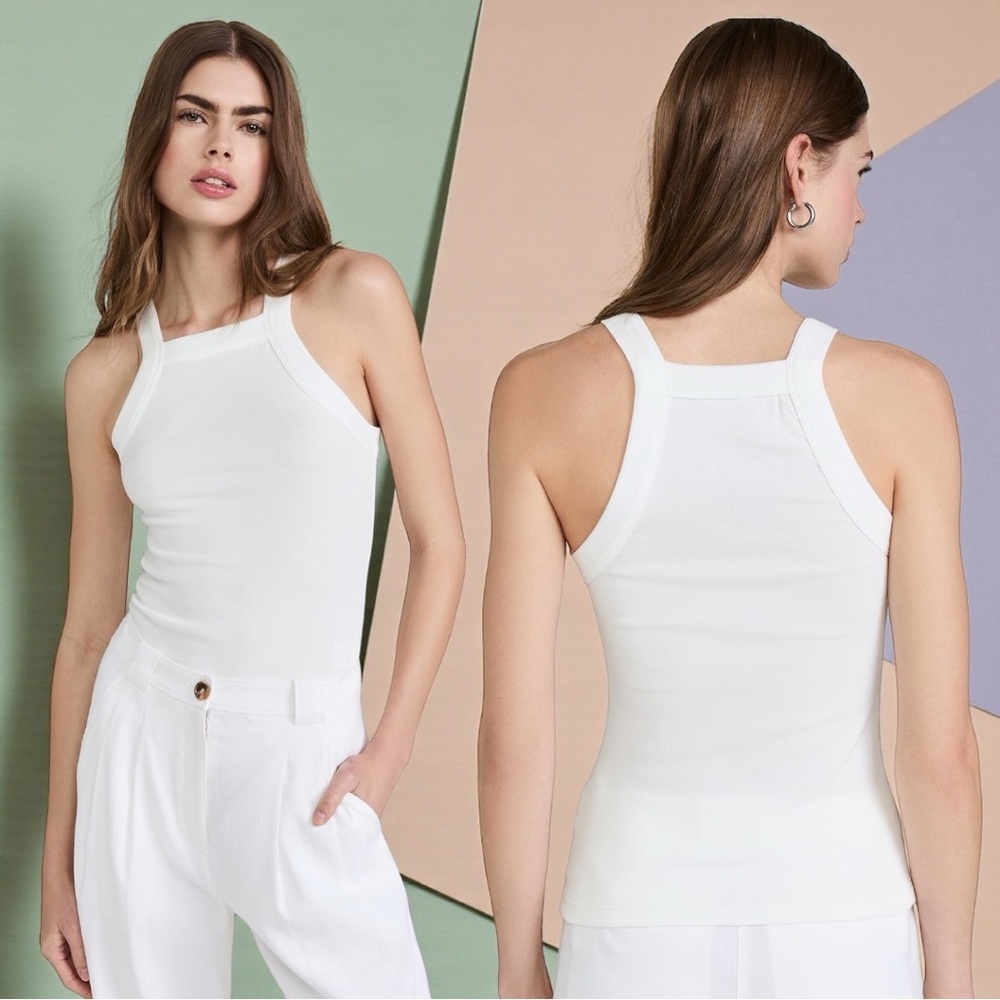 A.L.C. Women’s White Hannah Tank With High Neck Line  Top Size Medium